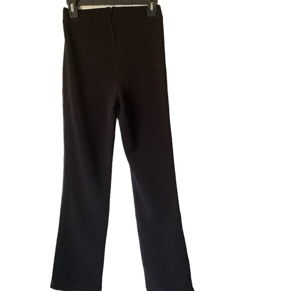 Cache drop waist black genuine leather pants with braided trim - Picture 2 of 5